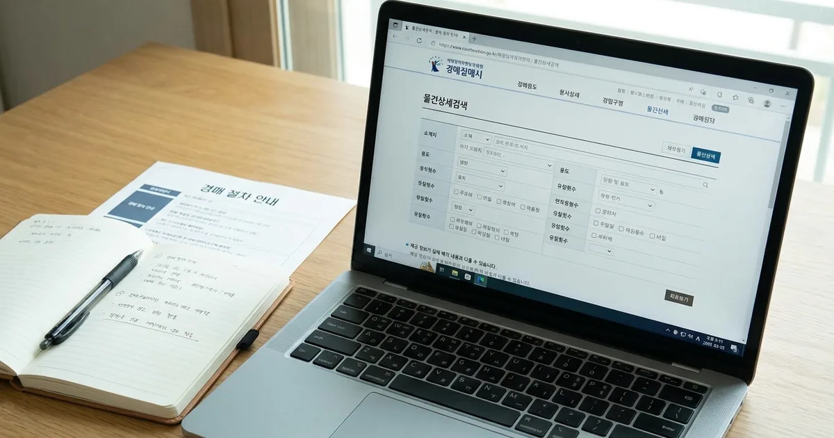 대법원 법원경매 사이트에서 물건 찾는 법 — 주제 일러스트