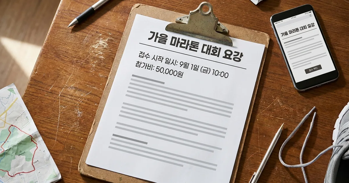 가을 마라톤 대회 접수, 언제 어디서 확인하나 — 주제 일러스트