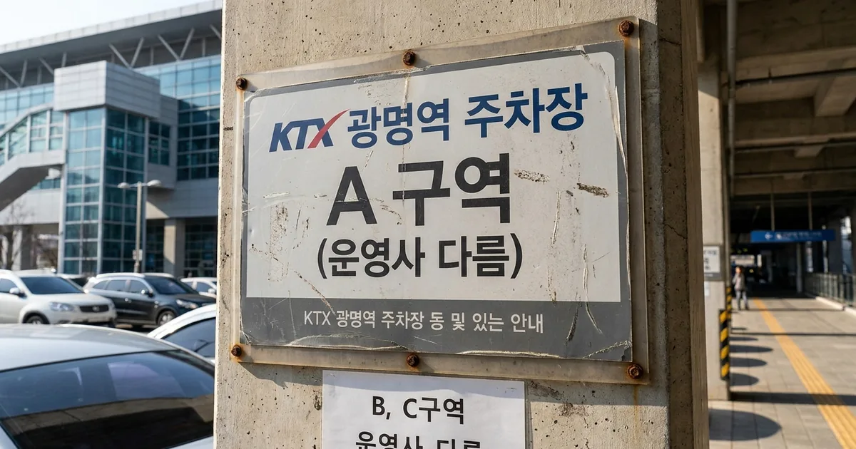 KTX 광명역 주차장 A·B·C 구역 정리 — 주제 일러스트