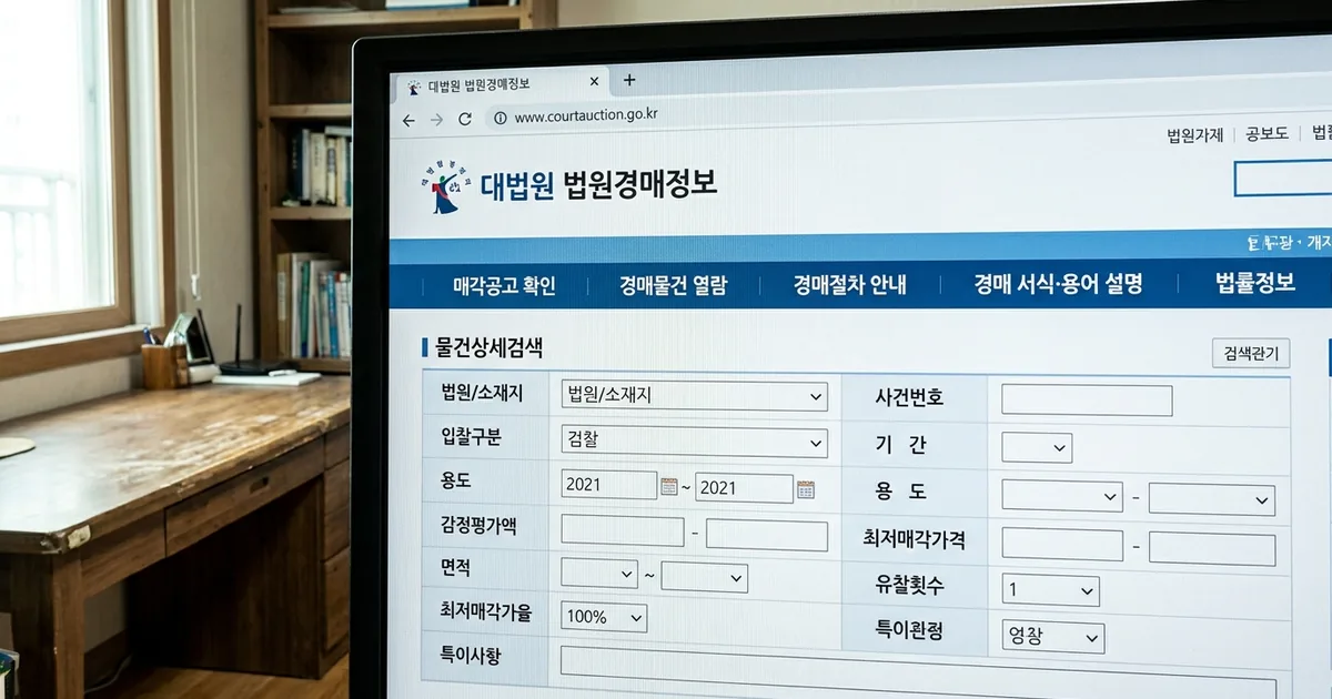 대법원 법원경매 사이트에서 물건 찾는 법 — 주제 일러스트