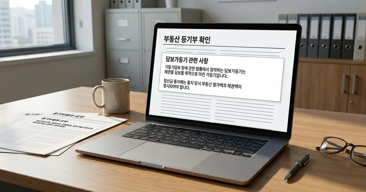 부동산 등기부에 담보가등기 있을 때 확인할 것들 — 주제 일러스트