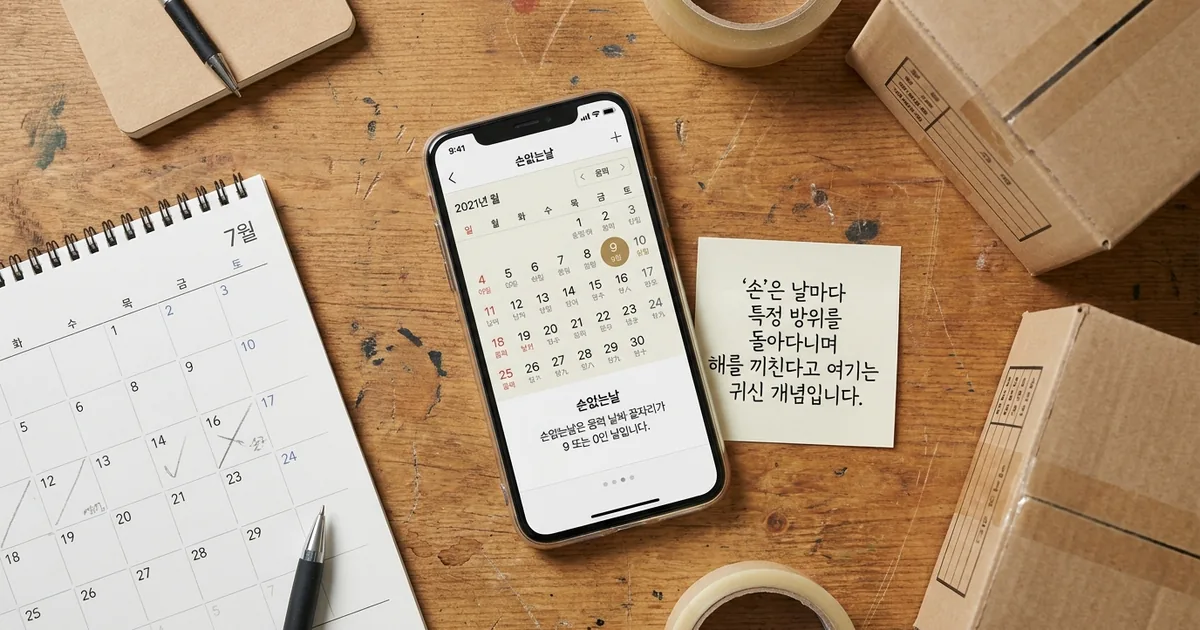 손없는날 뜻과 날짜 찾는 법, 이사 일정 잡기 전 확인 — 주제 일러스트